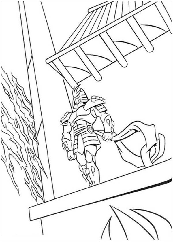 600x840 Ninja Standing On Rooftop Coloring Page