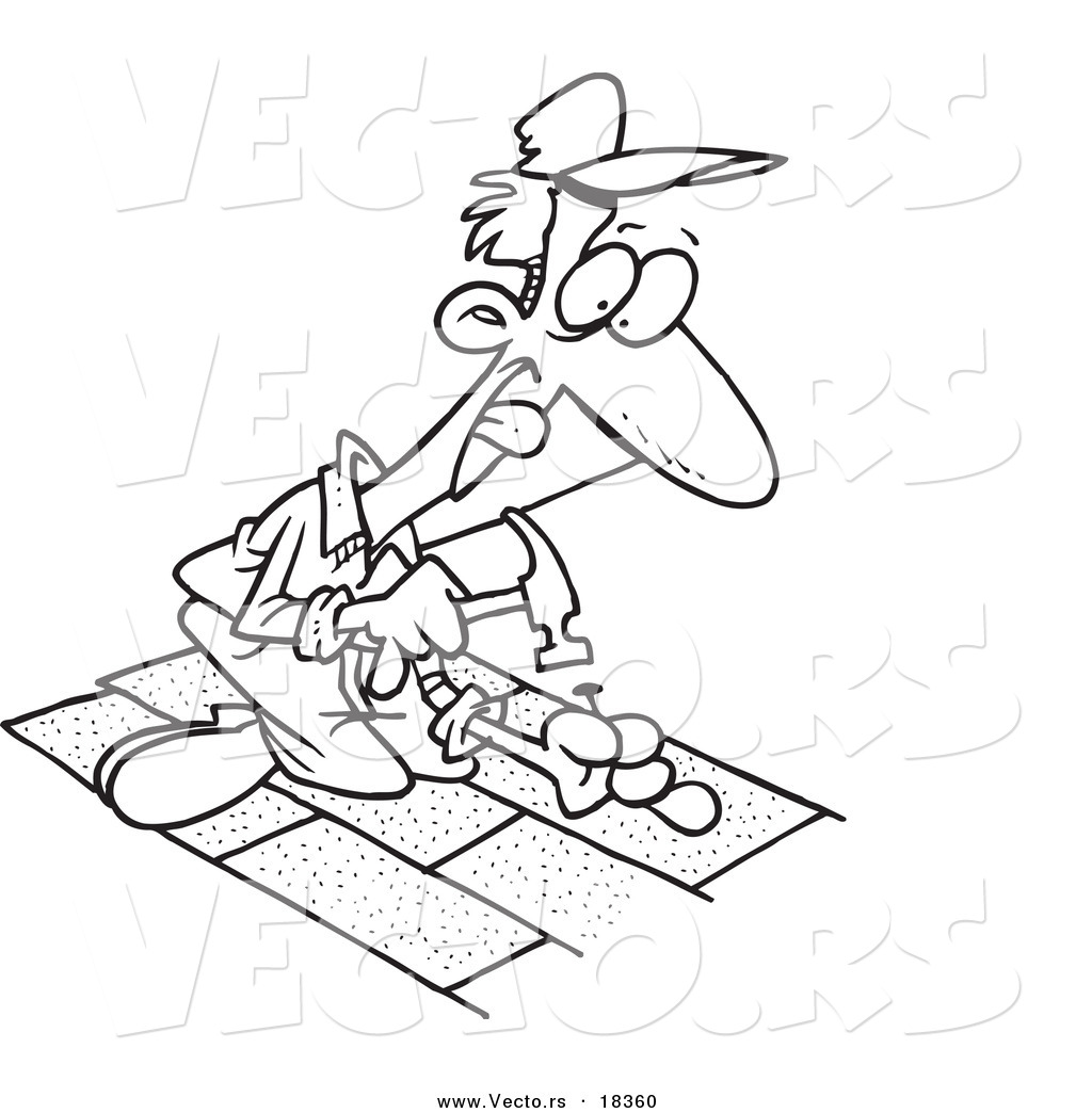 1024x1044 Vector Of A Cartoon Roofer Nailing Shingles