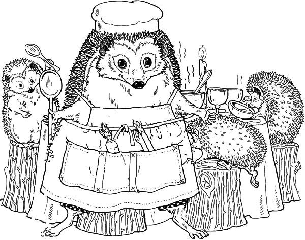 Hedgehog Family In The Dining Room Coloring Pages Coloring Sun 600x473 Hedgehog Family In The Dining Room Coloring Pages Coloring Sun