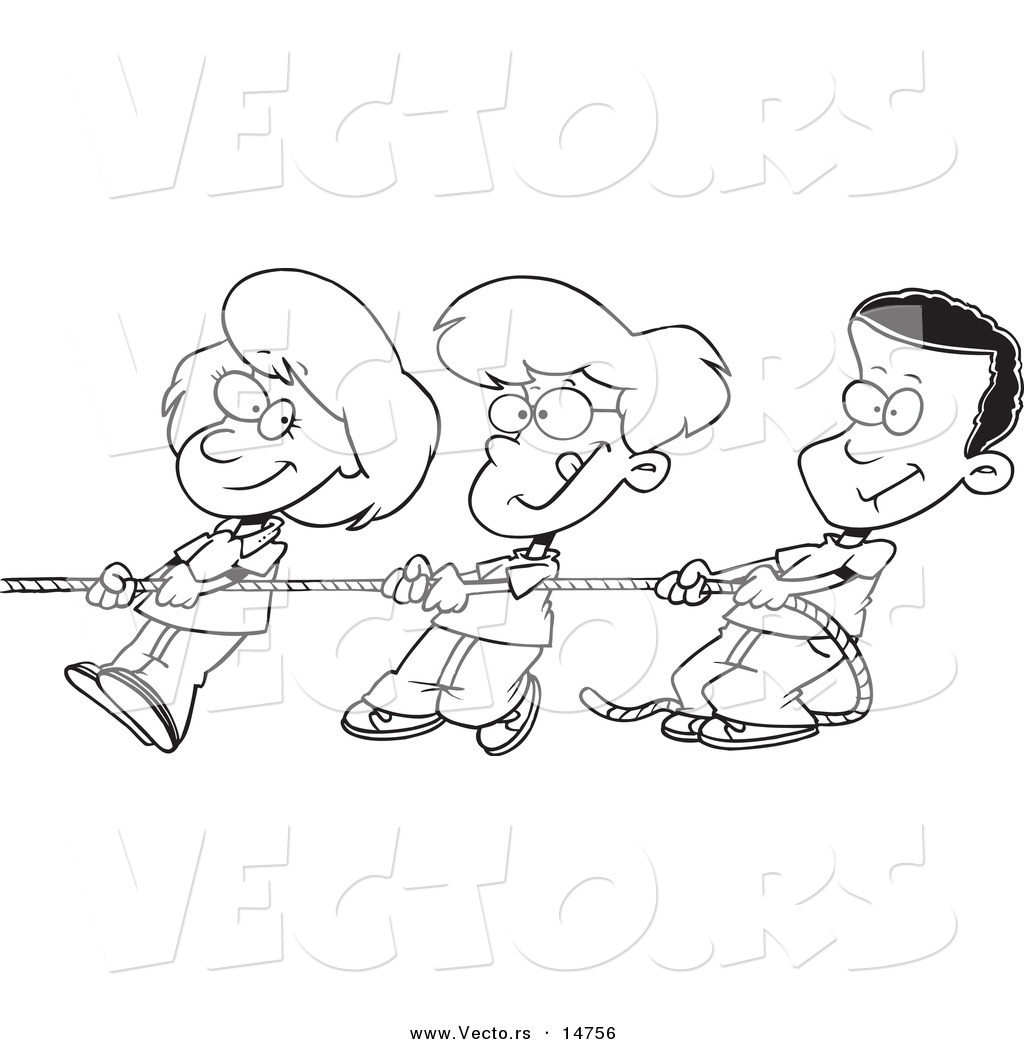 Vector Of A Cartoon Girl And Boys Pulling A Rope 1024x1044 Vector Of A Cartoon Girl And Boys Pulling A Rope