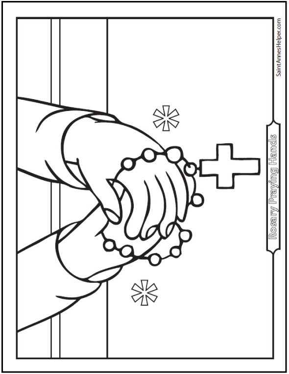 Rosary Coloring Page Picture Of Praying Hands With Rosary 590x762 Rosary Coloring Page Picture Of Praying Hands With Rosary