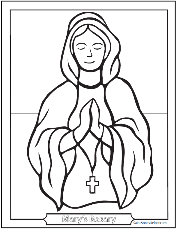 Mary Rosary Coloring Sheet 590x762 Mary Rosary Coloring Sheet