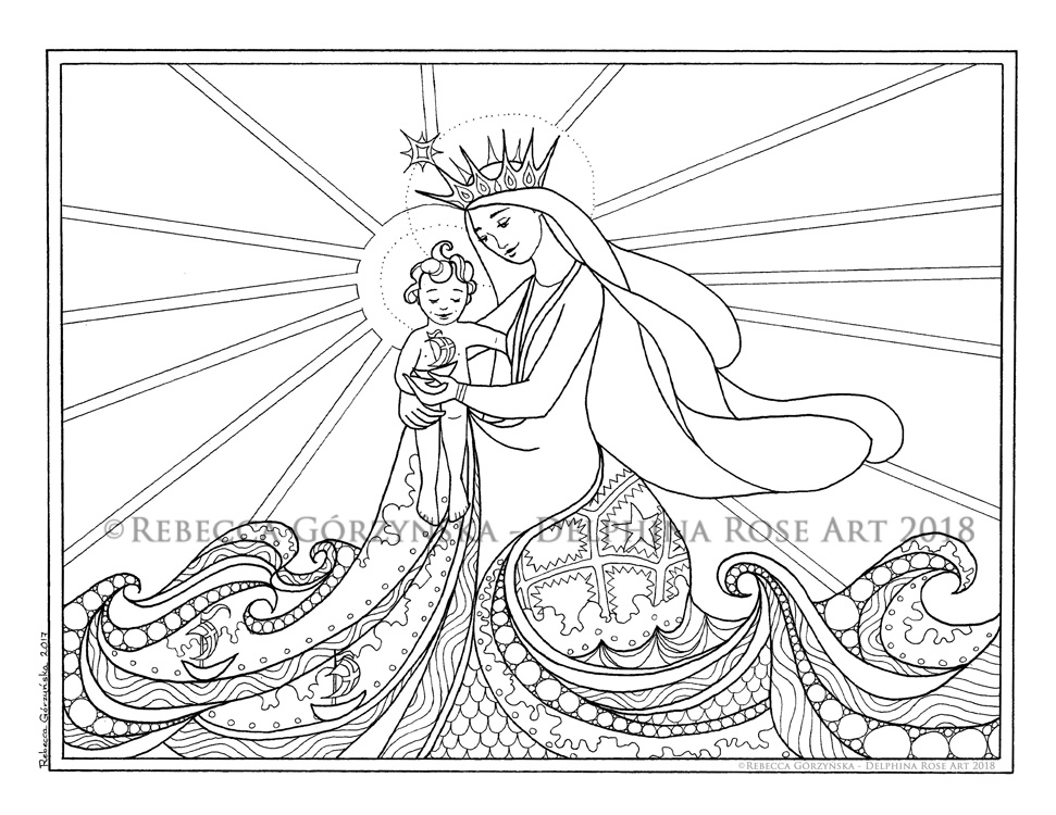Star Of The Sea Stella Maris + Catholic Coloring Page Delphina 971x750 Star Of The Sea Stella Maris + Catholic Coloring Page Delphina
