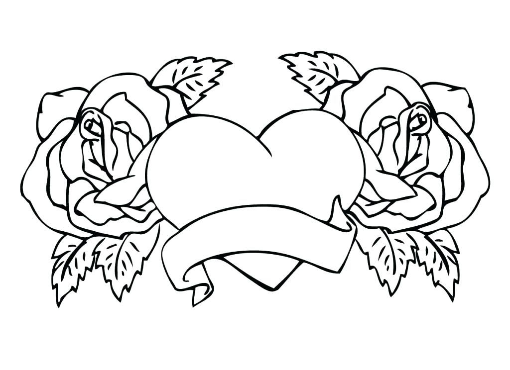 1024x744 Coloring Pages Rose Coloring Pages With Roses New And Hearts Free