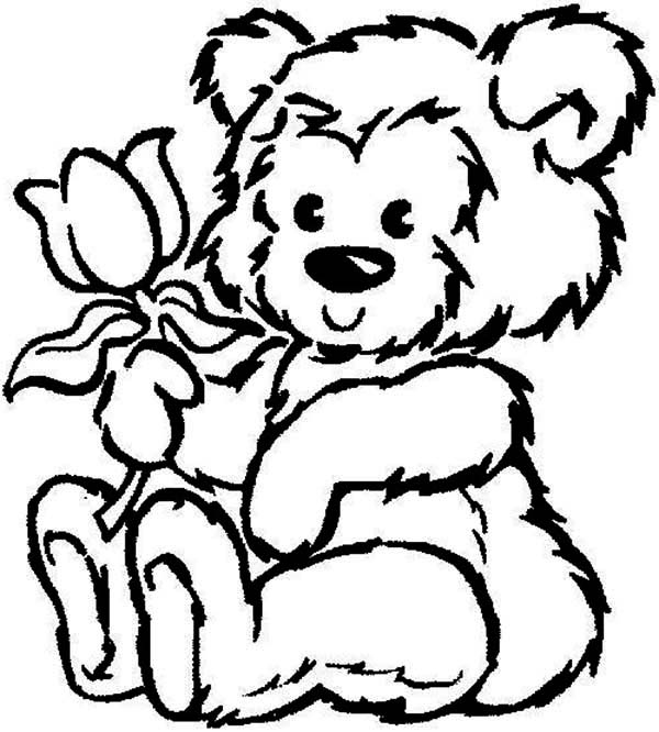 Picture Of Fluffy Teddy Bear Hold A Rose Coloring Page Color Luna 600x666 Picture Of Fluffy Teddy Bear Hold A Rose Coloring Page Color Luna