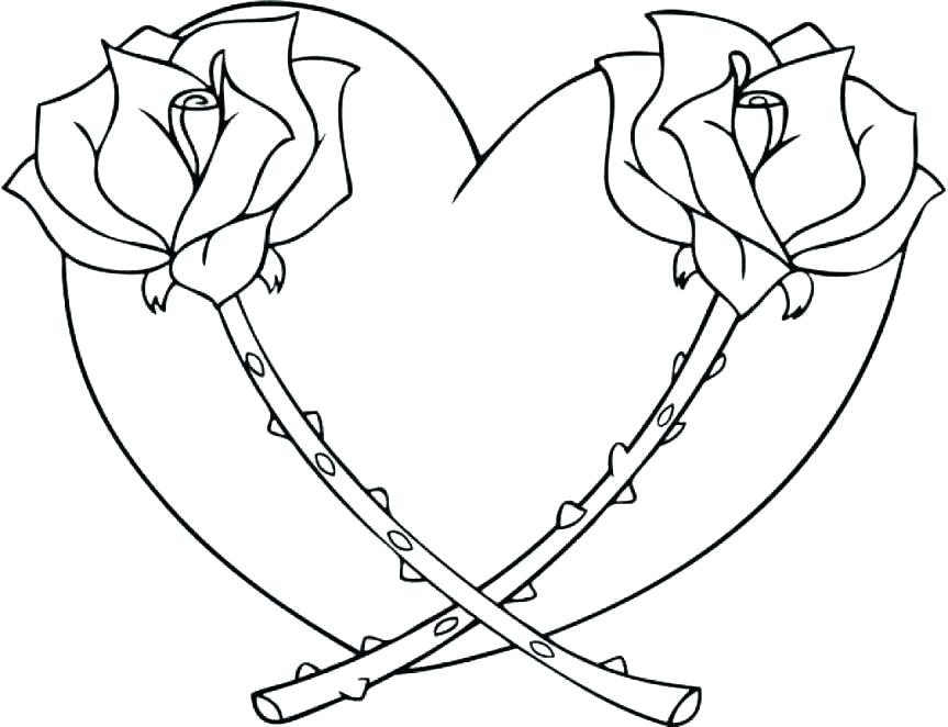 Roses Coloring Pages Coloring Page Of A Rose Hearts And Flowers 863x662 Roses Coloring Pages Coloring Page Of A Rose Hearts And Flowers