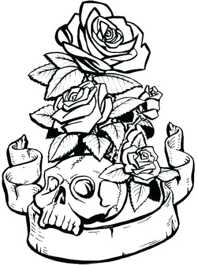 Coloring Page Of A Rose Rose Coloring Sheets Skull And Roses 408x546 Coloring Page Of A Rose Rose Coloring Sheets Skull And Roses