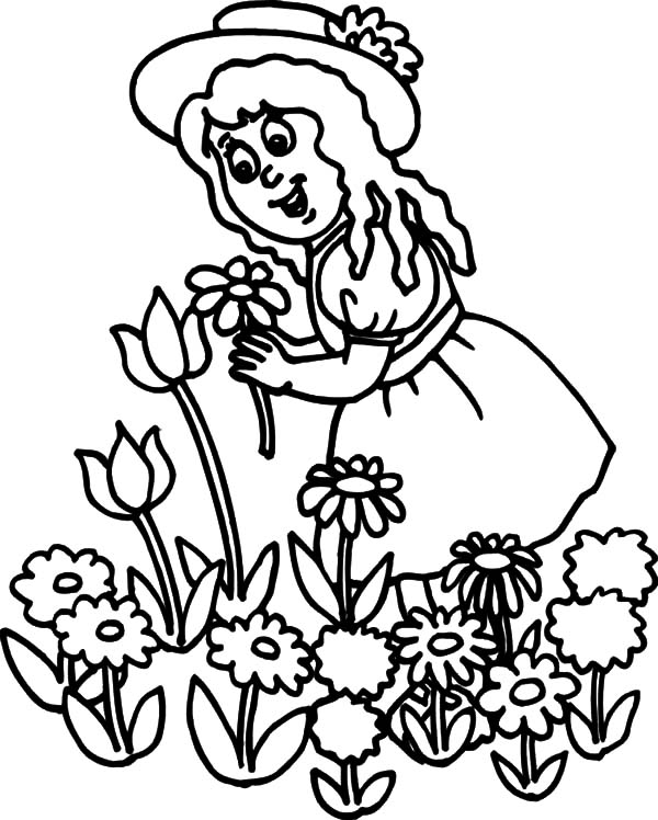 Little Girl Pick Flower In Garden Coloring Pages Little Girl Pick 600x748 Little Girl Pick Flower In Garden Coloring Pages Little Girl Pick