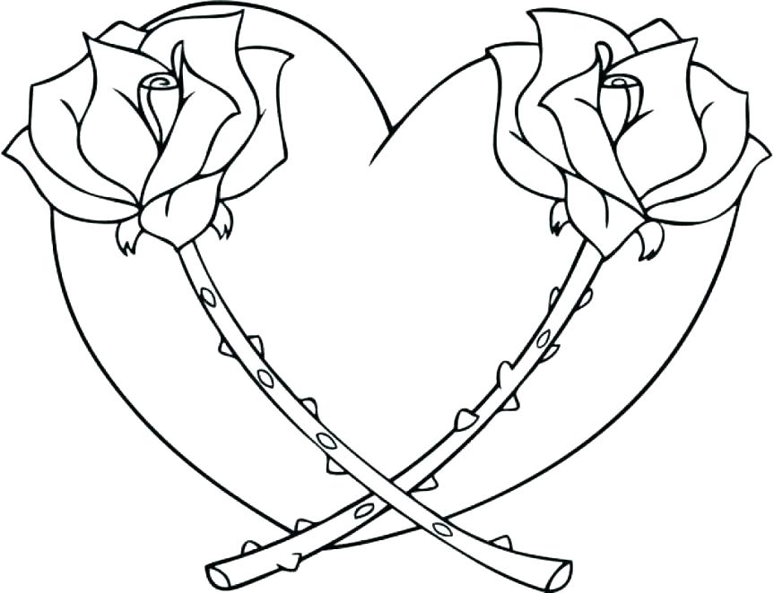 863x662 Coloring Pages Hearts And Roses Heart Coloring Pages Printable
