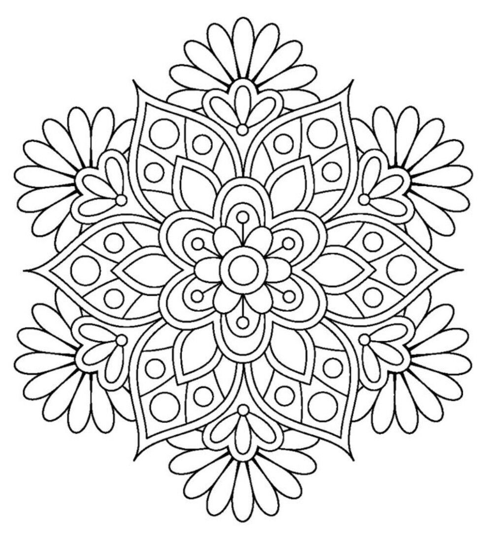 Flower Coloring Pages Flower, Mandala And Adult 987x1097 Flower Coloring Pages Flower, Mandala And Adult