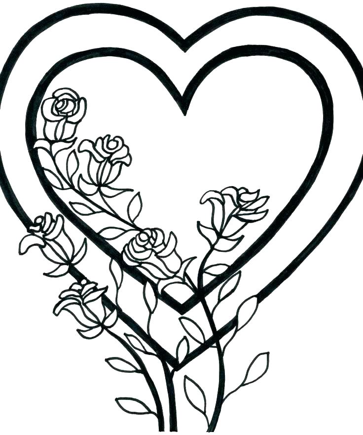 Heart Coloring Pages Coloring Page Rose Coloring Roses Pages 736x881 Heart Coloring Pages Coloring Page Rose Coloring Roses Pages