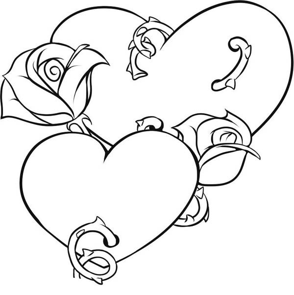 Roses And Hearts Coloring Pages Picture Of Hearts And Roses 600x602 Roses And Hearts Coloring Pages Picture Of Hearts And Roses