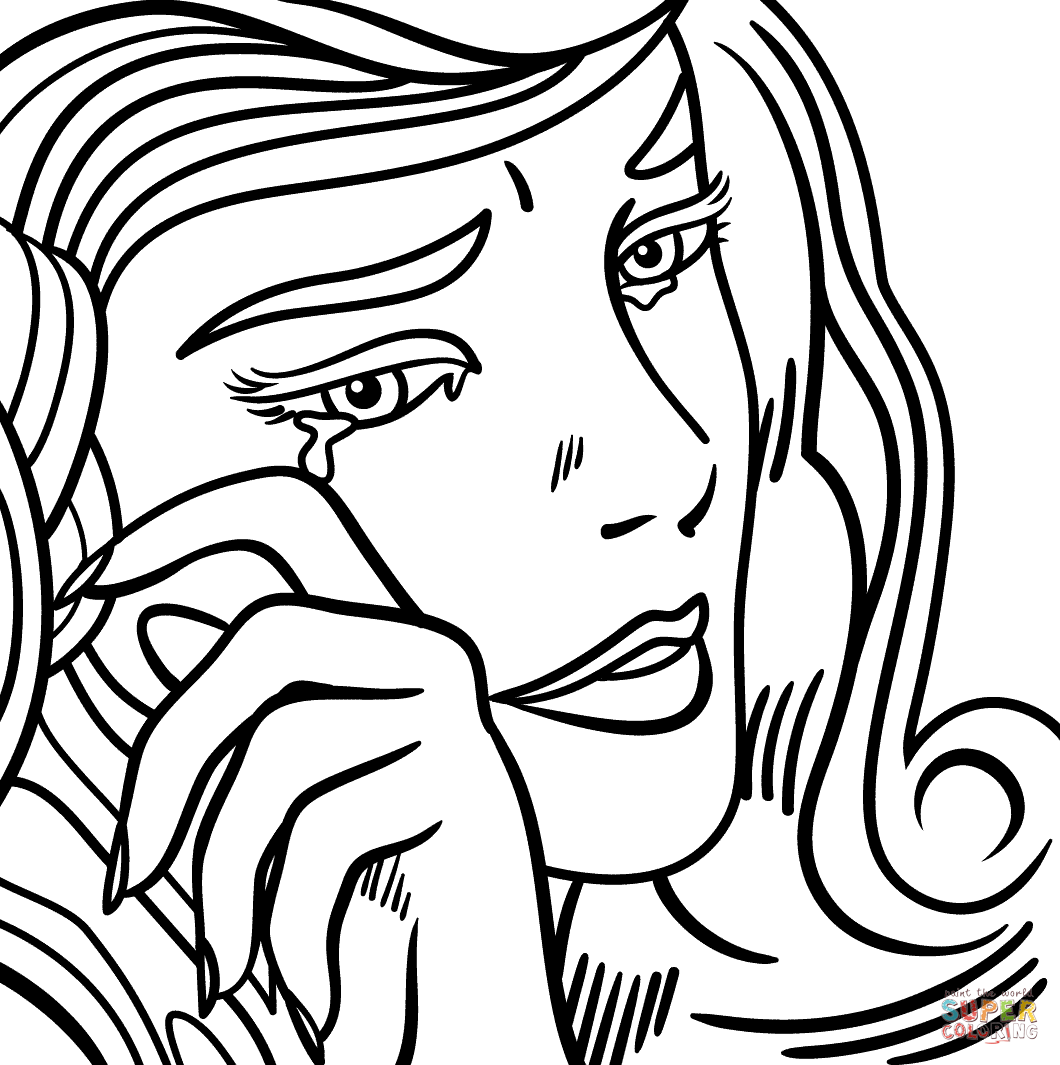 1060x1065 Crying Girl By Roy Lichtenstein Super Coloring Color Retro