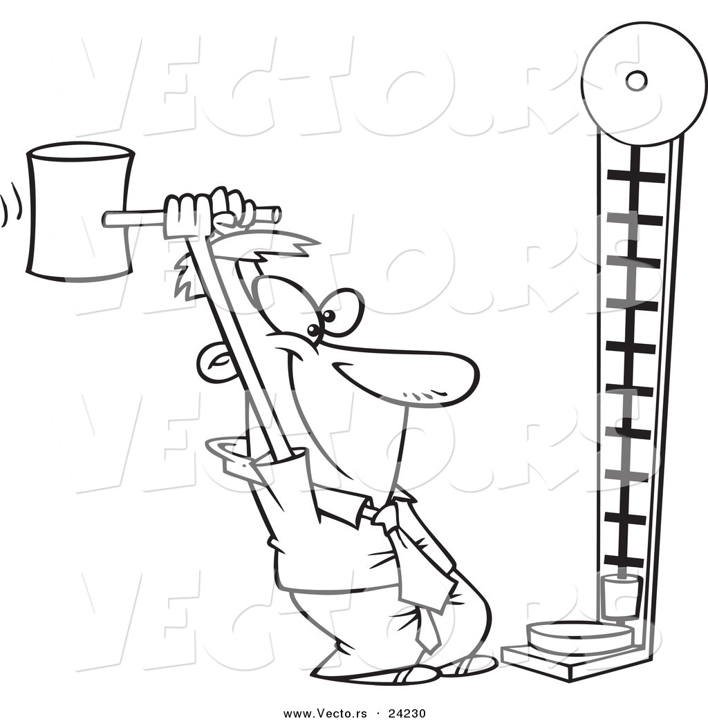 Vector Of A Cartoon Man Hitting A Hi Striker 1024x1044 Vector Of A Cartoon Man Hitting A Hi Striker