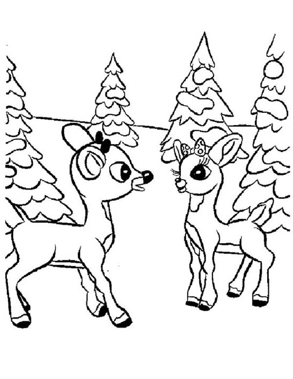 Rudolph And Clarice Talking Coloring Page Color Luna 600x776 Rudolph And Clarice Talking Coloring Page Color Luna