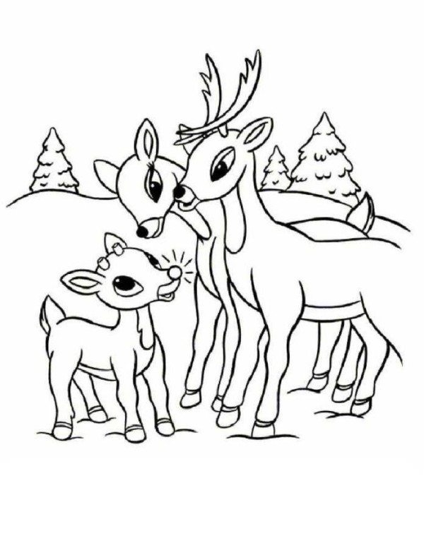 Rudolph Reindeer Coloring Pages Rudolph Reindeer, Friends 600x776 Rudolph Reindeer Coloring Pages Rudolph Reindeer, Friends