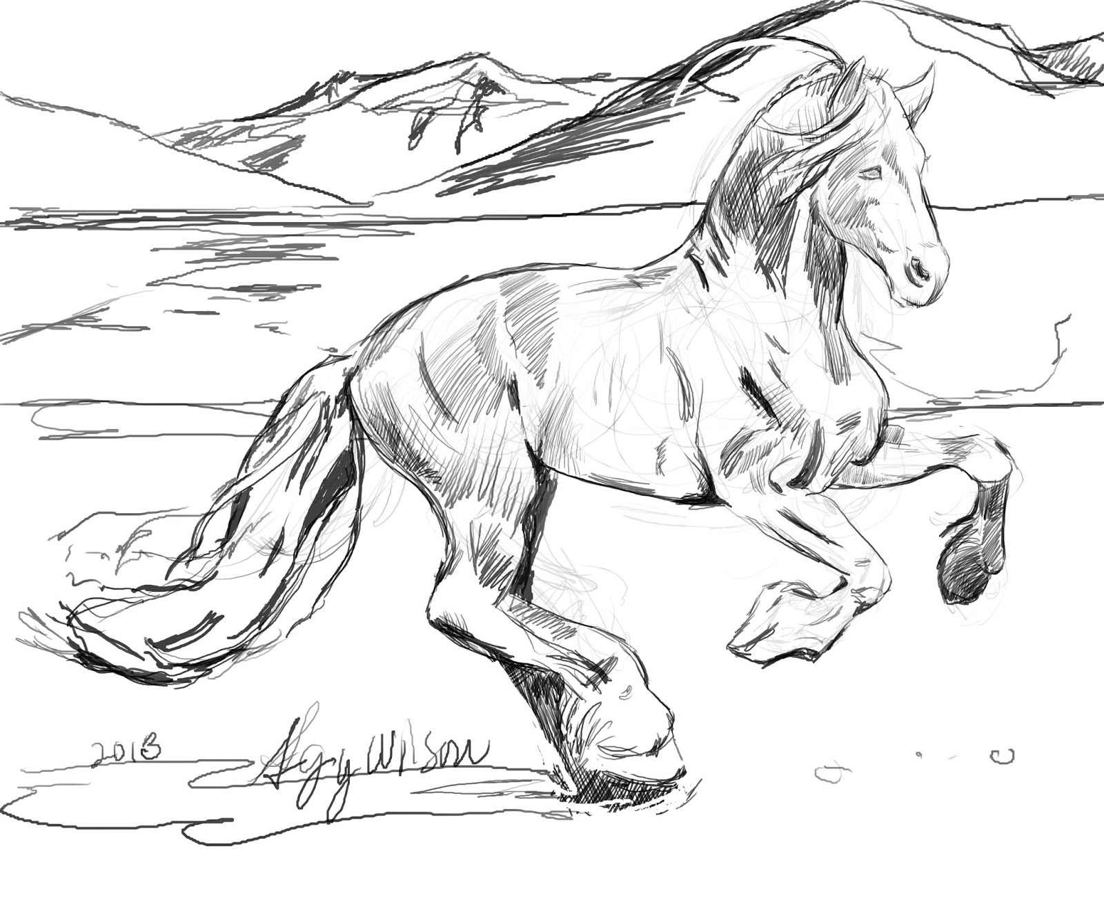 Running Horse Coloring Pages To Print For Kids 1600x1334 Running Horse Coloring Pages To Print For Kids