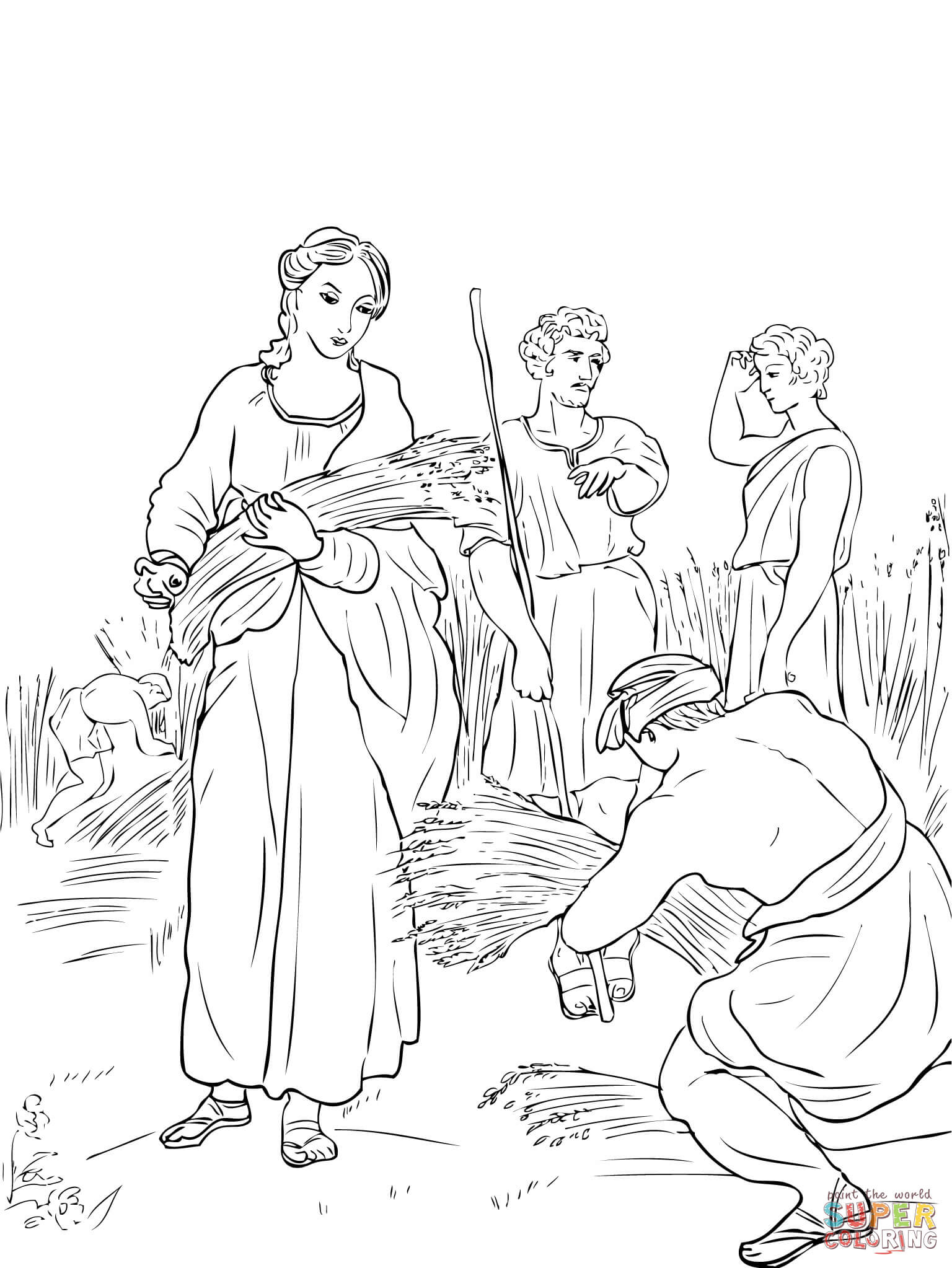 1536x2046 Ruth And Boaz Coloring Pages 3 Ruth Working In The Fields And Boaz