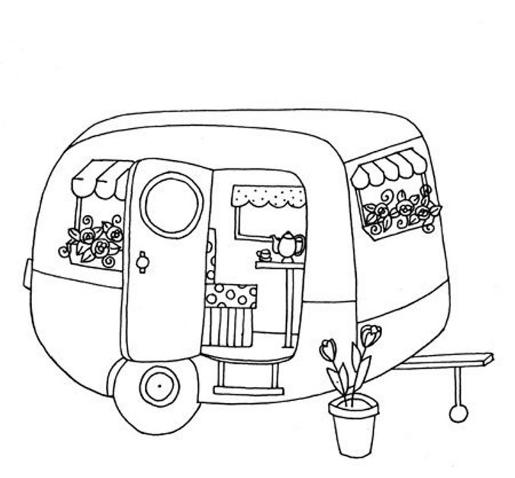 Camper Trailer Coloring Pages 1013x939 Camper Trailer Coloring Pages