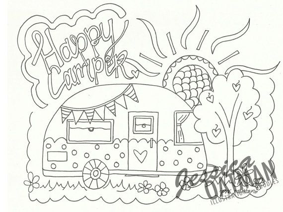 Camper Coloring Page Coloring Pages Vintage By Jessicaoatmanart 570x428 Camper Coloring Page Coloring Pages Vintage By Jessicaoatmanart