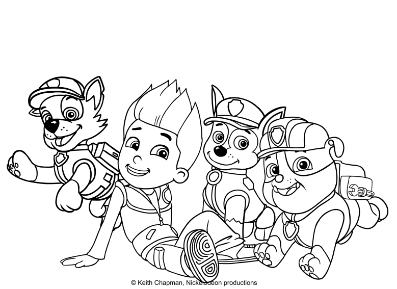 779x567 Rocky, Ryder, Chase And Rubble. Coloring Page