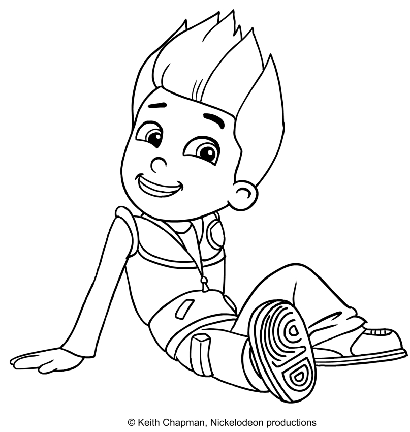 807x850 Ryder (Paw Patrol) Coloring Page Sitting And Happy