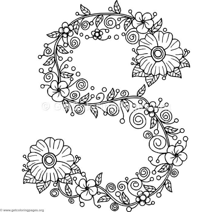 Download This Free Floral Alphabet Letter S Coloring Pages 700x700 Download This Free Floral Alphabet Letter S Coloring Pages