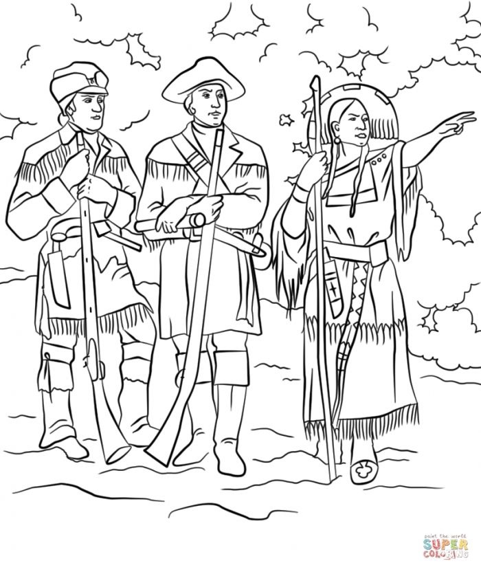 Sacagawea With Lewis And Clark Coloring Page Free Printable 700x832 Sacagawea With Lewis And Clark Coloring Page Free Printable