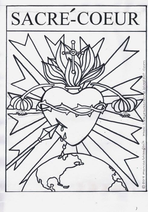 Little Jesus And Me Sacre Coeur (Sacred Heart Coloring Page 490x700 Little Jesus And Me Sacre Coeur (Sacred Heart Coloring Page