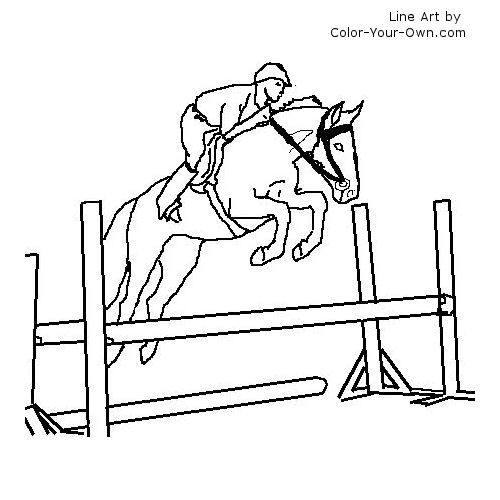 Warmblood Jumping Horse Under Saddle Coloring Page 500x500 Warmblood Jumping Horse Under Saddle Coloring Page