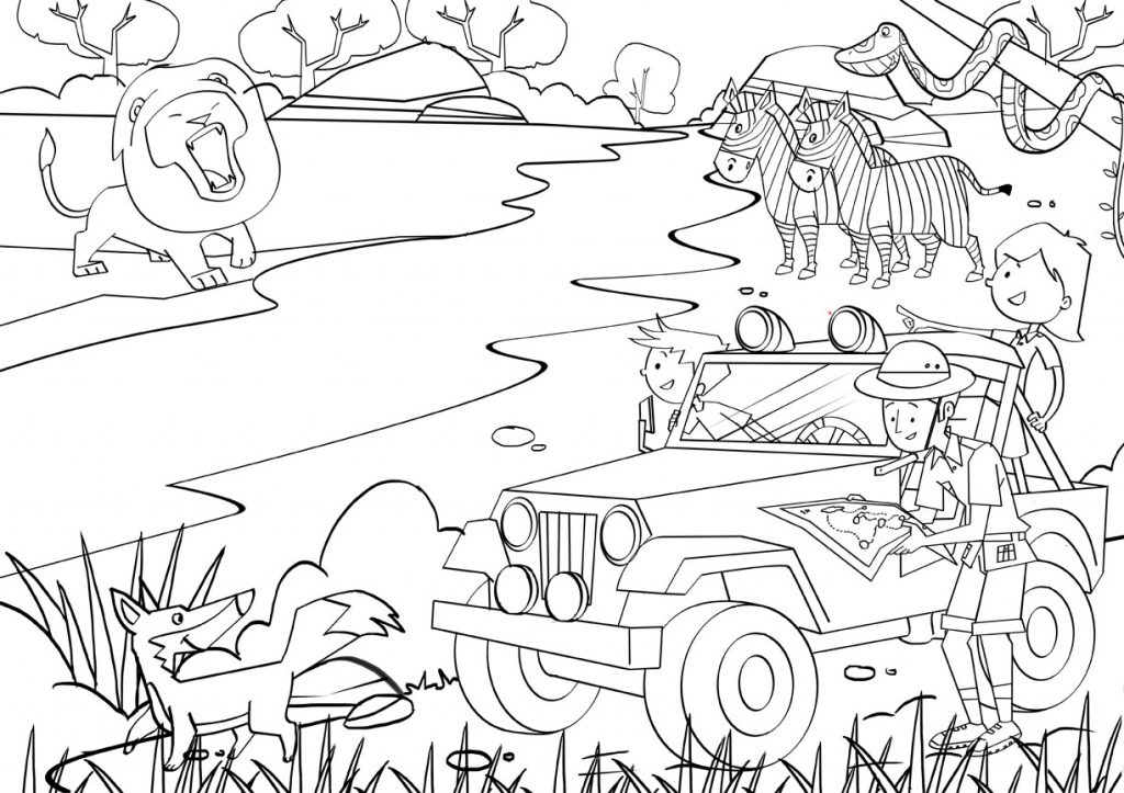 Safari Animals Coloring Pages 1024x723 Safari Animals Coloring Pages