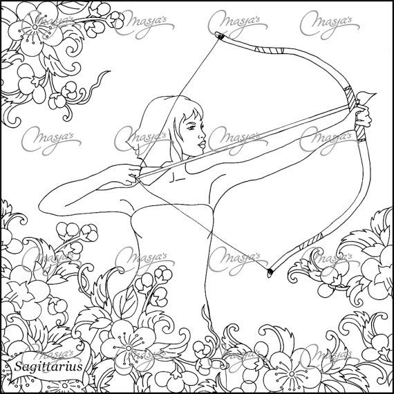 570x570 Masjas Zodiac Sign Sagittarius Coloring Page Made By Masja Van Den