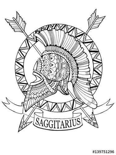 375x500 Sagittarius Zodiac Sign Coloring Page For Adults Fotolia