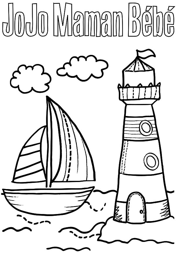 600x872 A Sailboat And Lighthouse Coloring Pages