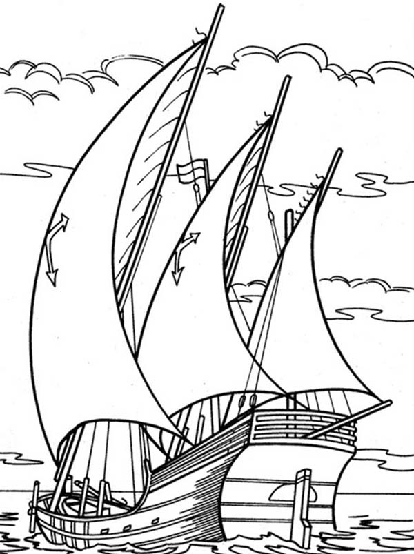 600x804 Sailing Boat Drive Through Ocean Coloring Pages Batch Coloring