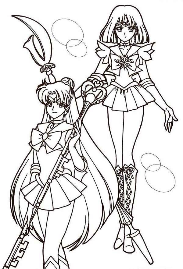 600x883 Sailor Mercury And Sailor Mars In Sailor Moon Coloring Page