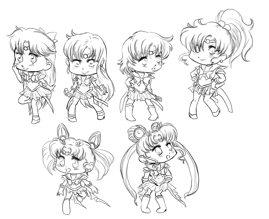 Sailormoon Chibis Lineart By Artofwrath On Lineart 900x735 Sailormoon Chibis Lineart By Artofwrath On Lineart