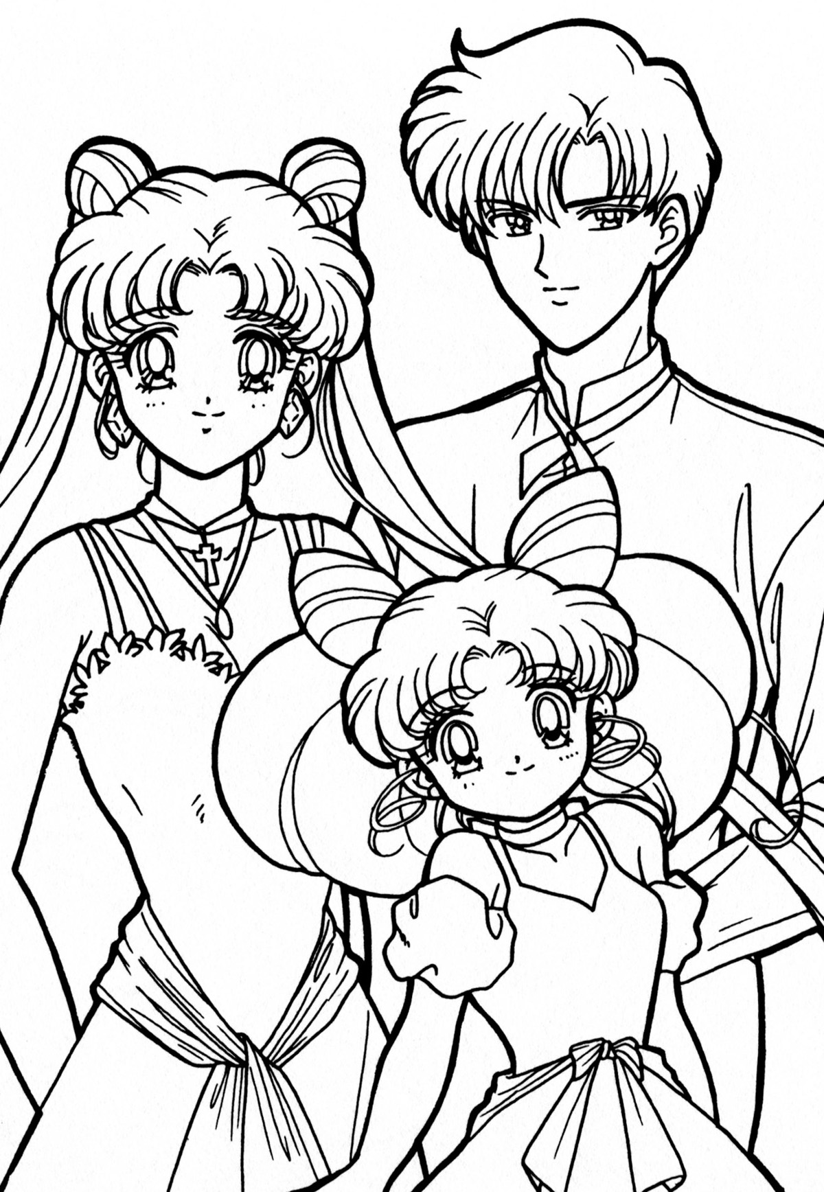 1200x1736 Usagi, Mamoru, And Chibiusa Coloring Page