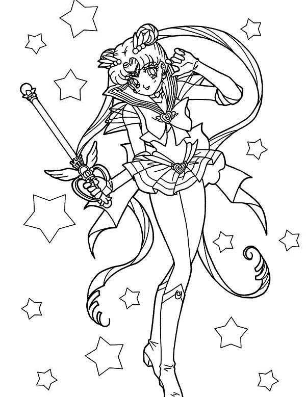600x779 Beautiful Sailor Moon Usagi Tsukino Coloring Page Color Luna