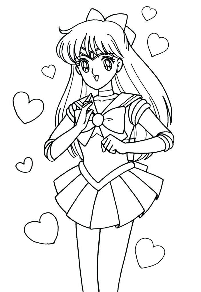 703x1024 Sailor Moon Coloring Pages Venus Cartoon Free Download Sailor