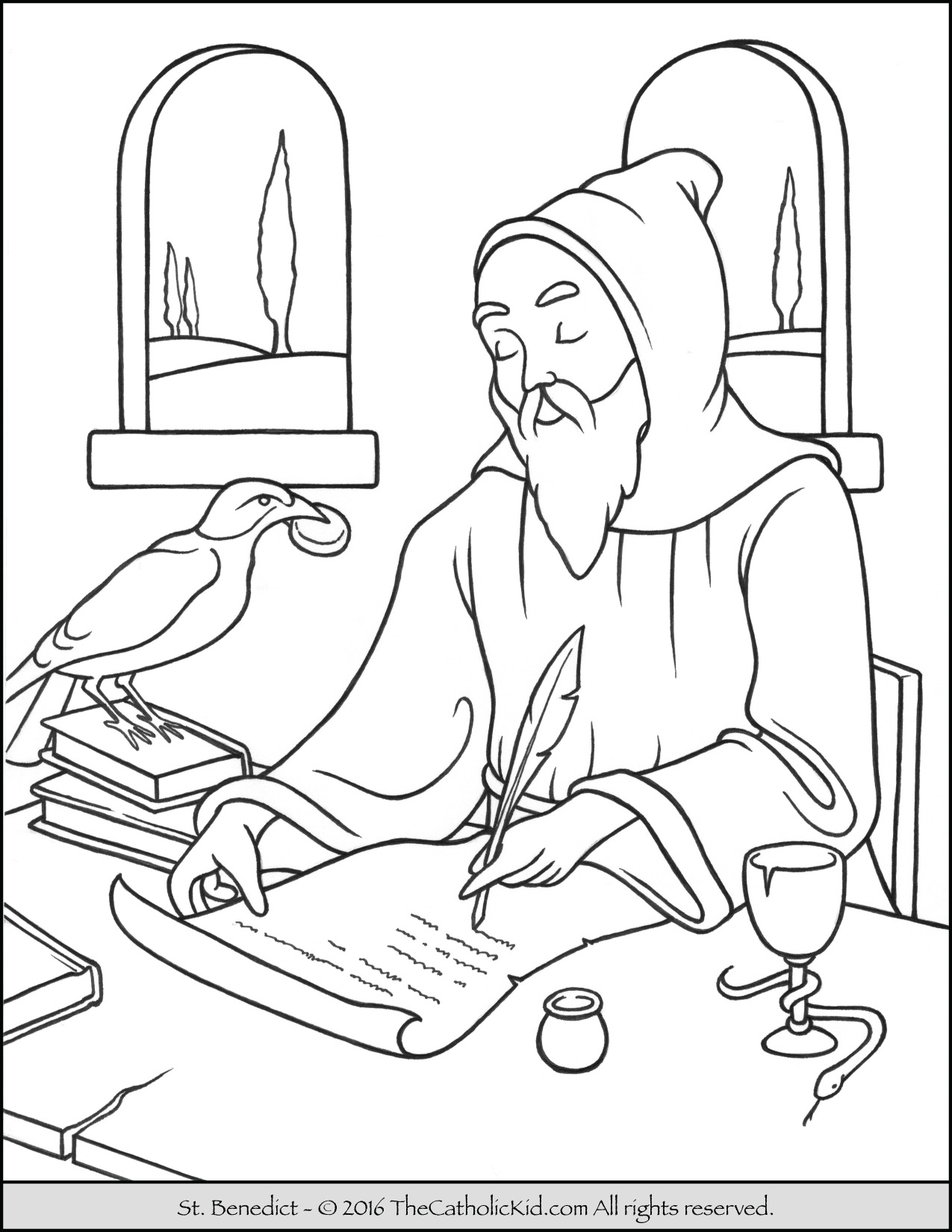 1275x1650 Saint Benedict Coloring Page Catholic Pages
