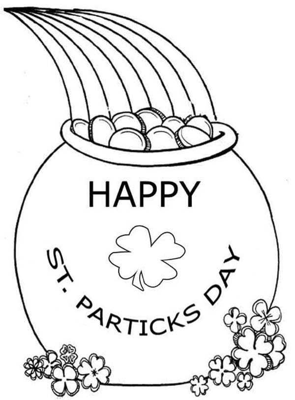 Celebrating St Patricks Day With A Pot Of Gold Coloring Page 600x813 Celebrating St Patricks Day With A Pot Of Gold Coloring Page