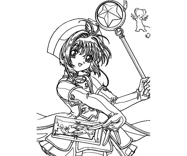 600x500 Sakura Kinomoto From Cardcaptor Sakura Coloring Page Coloring Sun