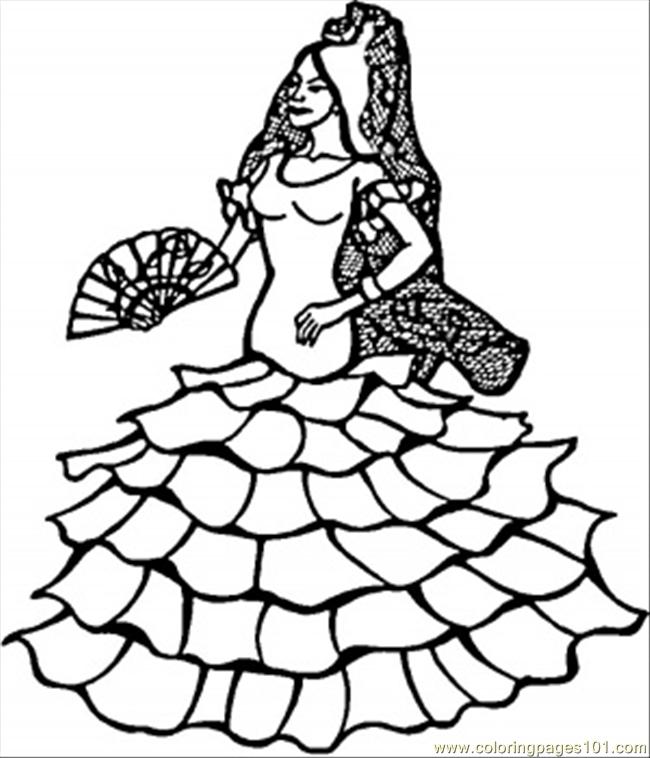 650x758 Spanish Dancer Coloring Page