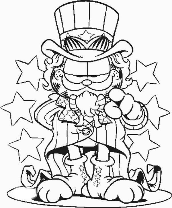 Garfield The Uncle Sam Coloring Page 600x726 Garfield The Uncle Sam Coloring Page