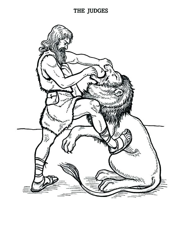 600x734 Samson Coloring Page Fight With Lion Coloring Page Color Pages