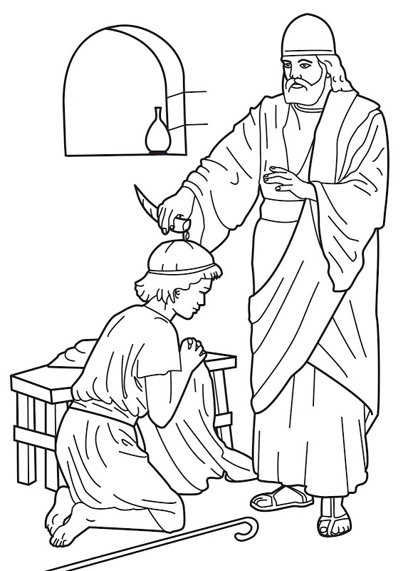 566x800 King David Coloring Page Samuel Anointing David King Bible