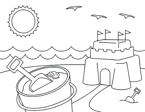 600x462 Beach Sand Castle Coloring Pages Making At On Printable