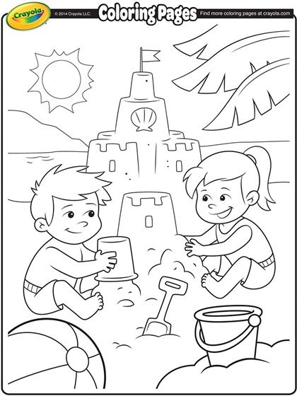 420x560 Building Sand Castle Coloring Page. Kid Crafts For Summer