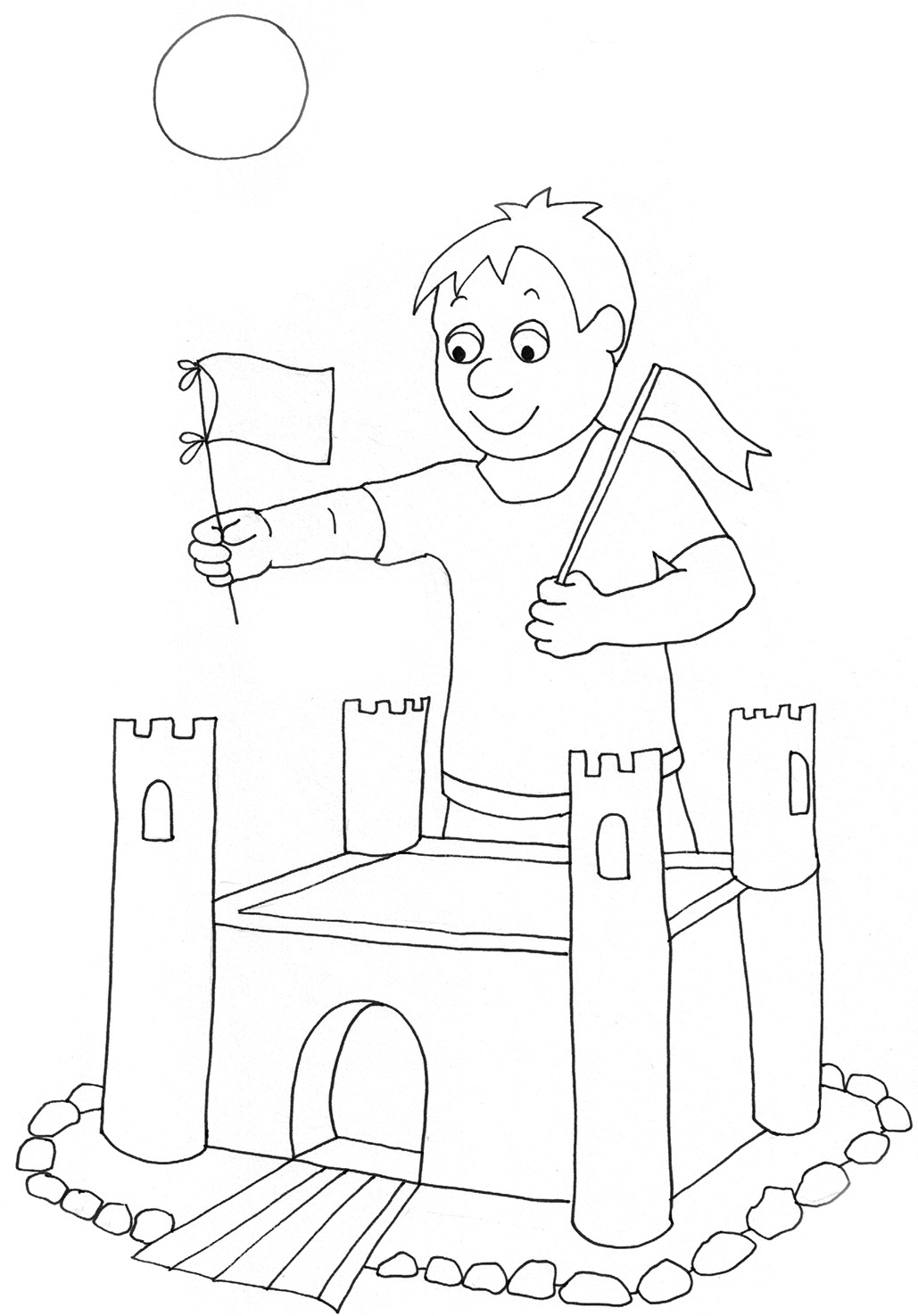 1029x1476 Summer Coloring Pages Boy Sand Castle Sun Within 5